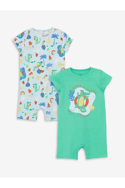 LC Waikiki LCW Baby - Crew Neck Printed 2-Piece Baby Boy Jumpsuit Set BayQ