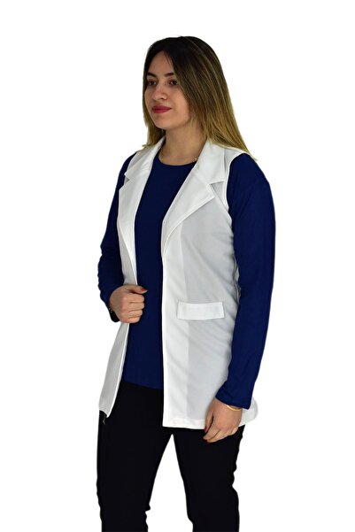 BAGLAN Жіночий жилет з крепу - кремовий колір, модель RY-16720