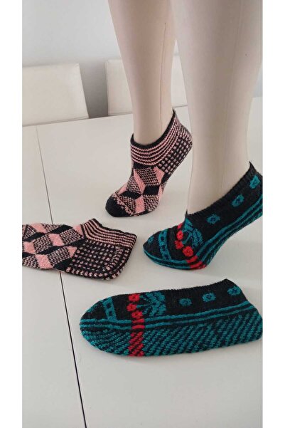 Papatyam 2 Adet El Örgüsü Patik/Beş Şiş El İşi Patik /Çeyizlik Patik/Örgü/Ev Patiği/El İşi örgü