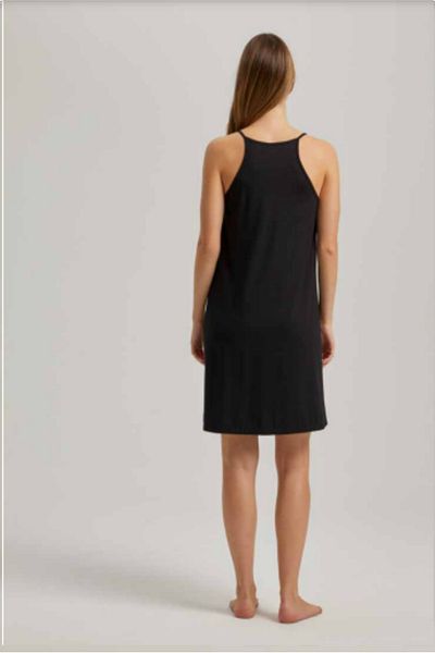 Pamuk & Pamuk Black Cotton&Cotton Sling Nightgown