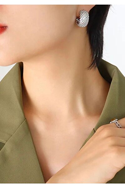 monalisatoka Kadın Gümüş. Burgulu Hasır Halka Küpe