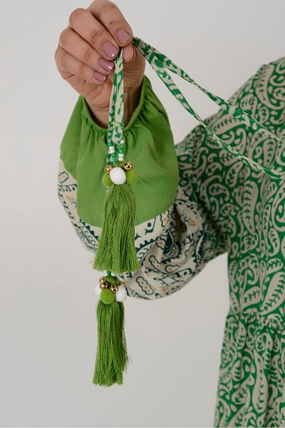 Hazinedan Rochie lungă de damă din bumbac cu pompon boem - Potrivire relaxată