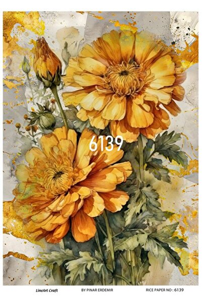 Baykuşca 6139 Çiçek Desenli Pirinç Dekopaj 30x42