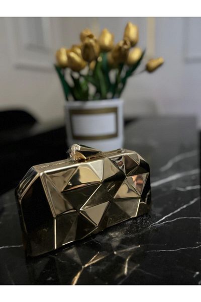 By EDUU Gold Metal Clutch - Portfolio και βραδινή τσάντα
