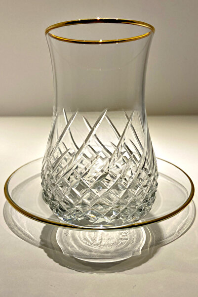 RIBELLA DESIGN Eva Altın Yaldızlı 6 Kişilik 12 Parça Çay Seti 170cc Safir Model