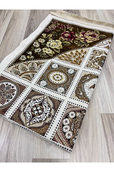 AYHANHOME Kırkyama Patterned Velvet Woven Dowry Gift Prayer Rug
