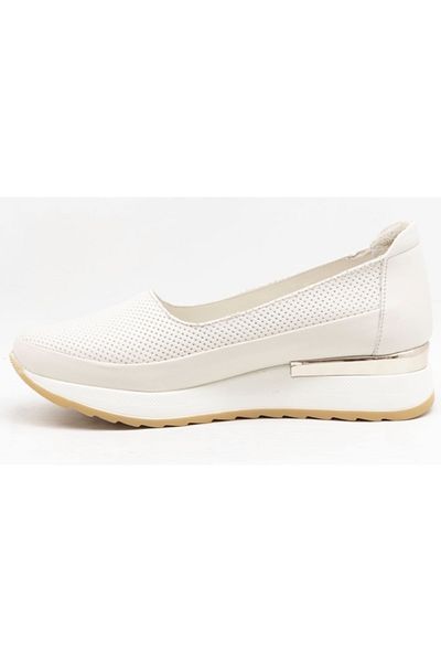 Mammamia D24Ya-3010 Beige Skin Leather Wedge Heel Comfort Women's Shoes