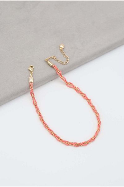 Nyla Design Coral String Heeled Chain Detailed Knitted Anklet