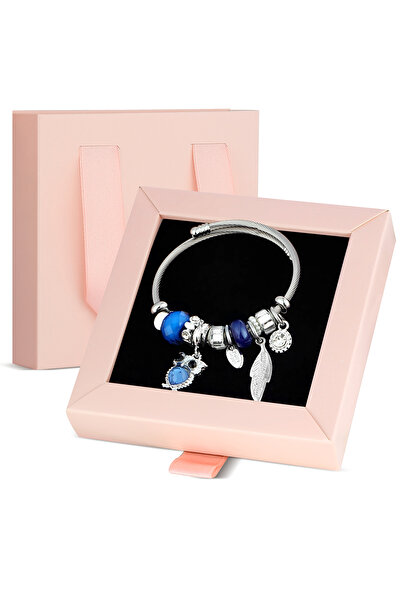 Forentina Baykuş Figürlü Charm Bileklik-Özel Pembe Kutusunda Hediye Set PS3472