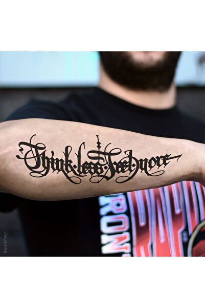 BearPear Think Less Feel More Yazılı Geçici Dövme