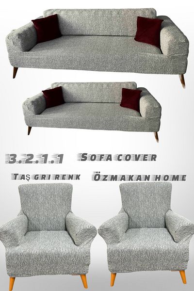 ÖZMAKAN Set de huse de canapea Jacquard 3+2+1+1 - Husa de canapea lavabila cu laser si Lycra
