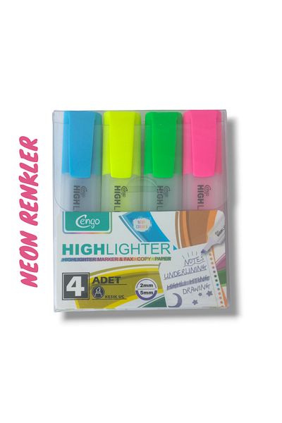 Maslak Çarşı Set of 4 Neon Colored Highlighters