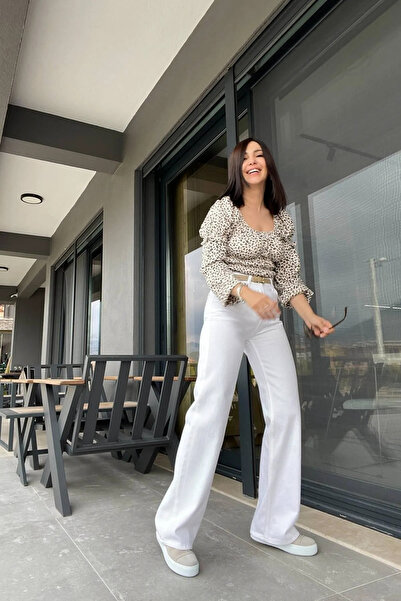 dressmix Mira Loose ψηλόμεσο λευκό φαρδύ γυναικείο τζιν παντελόνι (ΠΑΡΤΕ ΜΕΓΑΛΟ ΕΝΑ ΜΕΓΕΘΟΣ)