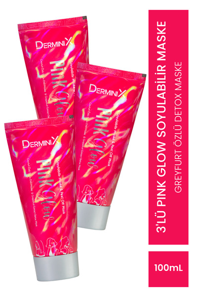 Derminix 3'lü Pink Glow Greyfurt Özlü Detoks Etkili Soyulabilir Maske