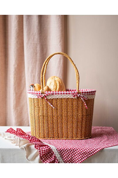 KaiHome سلة نزهة من الخيزران بلون فاتح - حقيبة للحماية الداخلية