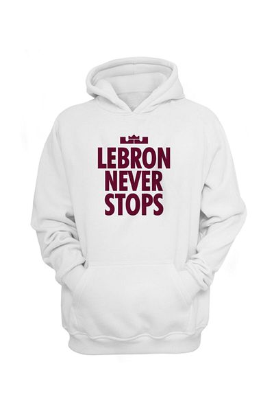 usateamfans Ανδρικό φούτερ με κουκούλα White Lebron Never Stops