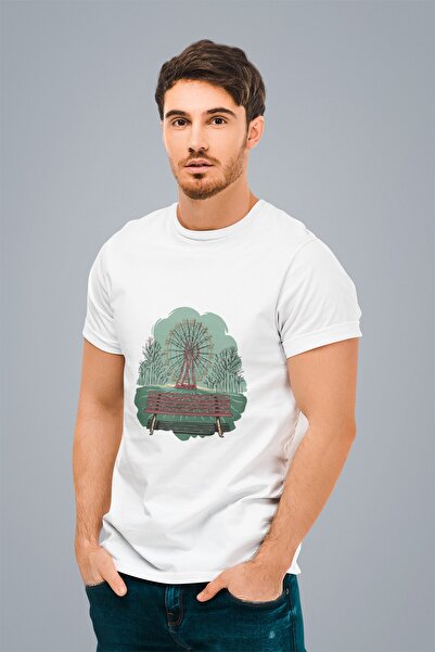 ErTaPassage Beli Černobilj Štampano muški T-shirt - T206058