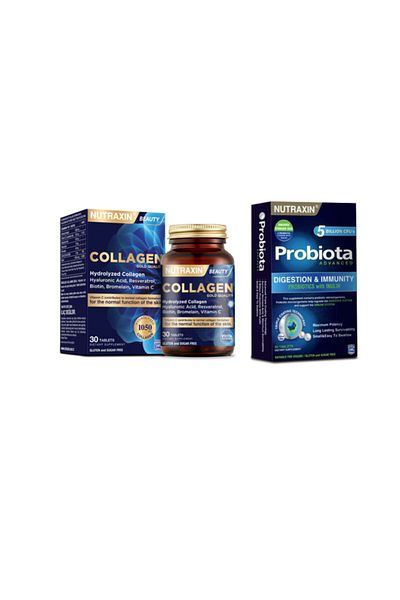Nutraxin 30 Tablets Containing Hyaluronic Acid and Resveratrol Collagen Hydrolyzed - Biotin and Zinc Detailed 60 Tablets Probiota