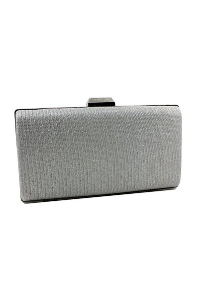 Çanta Sepetim Βραδινή τσάντα φορέματος Silver Glitter Tablet