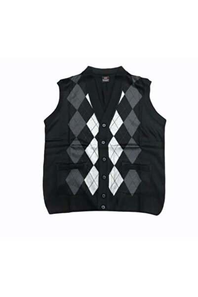 MaviMoure Erkek Desenli Ince Yünlü Triko Baba Yelek