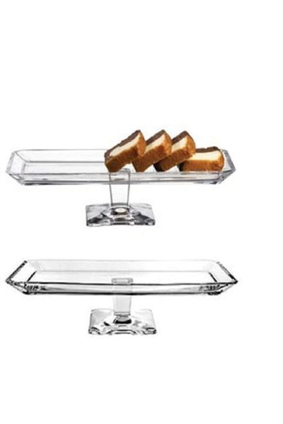Paşabahçe Set of 2 Nude Footed Baton Serving Plates / Presentation Plates