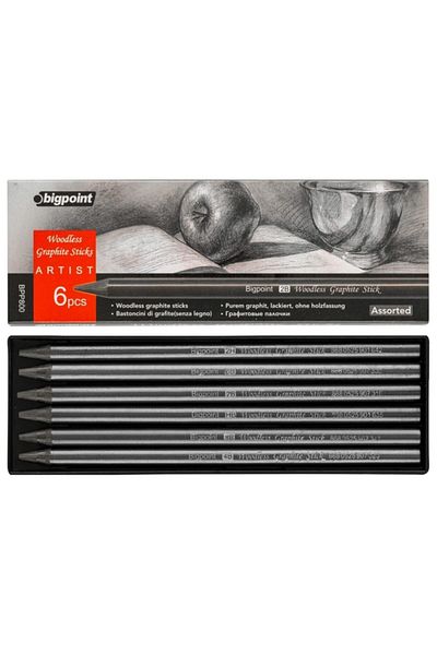 Bigpoint |   Graphite Pencil Set, Set of 6 Soft Writing and Durable Tip Boxed