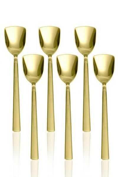 DMR LİFE Set of 6 Lux Steel Gold Ice Cream Spoons Gold-Ice Cream