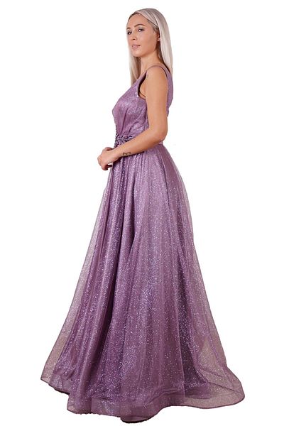 SpringStore Rochie de seară cu decolteu în V cu sclipici lungi
