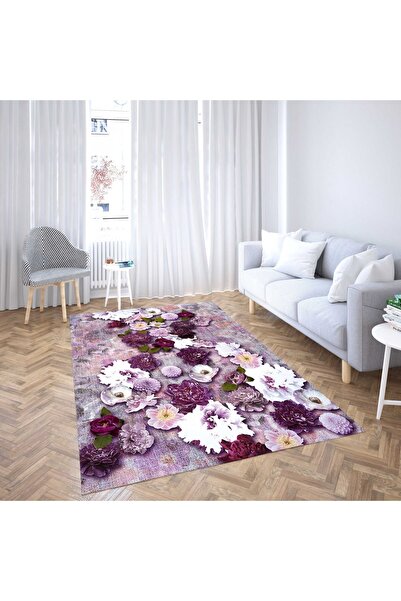 BKcollection Dekoratif Baskılı Kaymaz Taban Ev Halısı