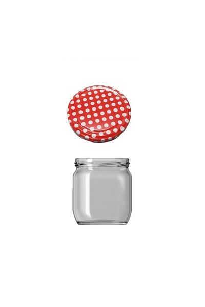 Paşabahçe Glass Jar 425 Cc Punatiyeli With Lid 10 Pieces