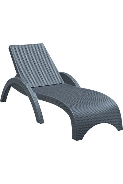 Siesta Rattan Fiji Şezlong Bahçe Teras Havuz Kenarı Şezlong Koyu Gri