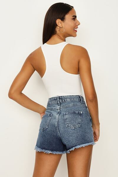 Select Moda Жіночі темно-сині джинсові міні-шорти з китицями