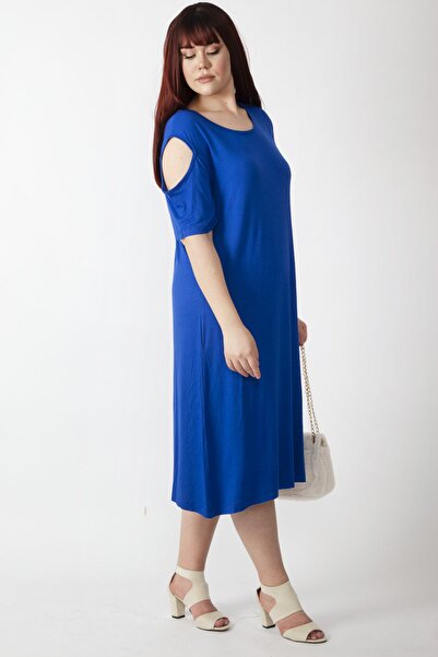 Şans Γυναικείο φόρεμα Saks Shoulder Low-cut Viscose 65N26131