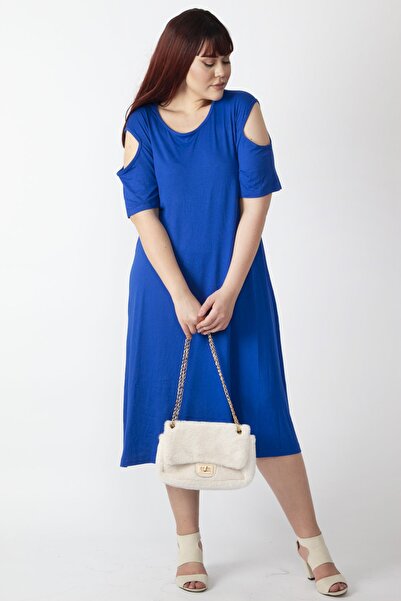 Şans Γυναικείο φόρεμα Saks Shoulder Low-cut Viscose 65N26131