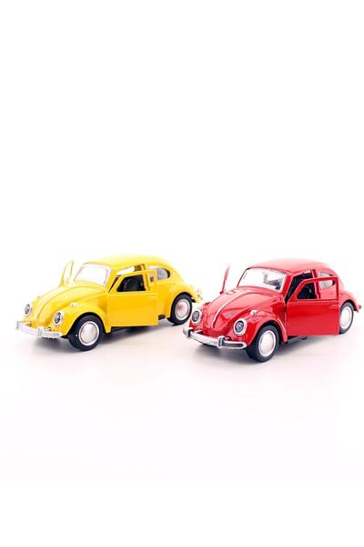 Deco Elit 2 Adet Çek-bırak Metal Vosvos Araba Dıe Cast Büyük Boy 12cm Sarı-kırmızı