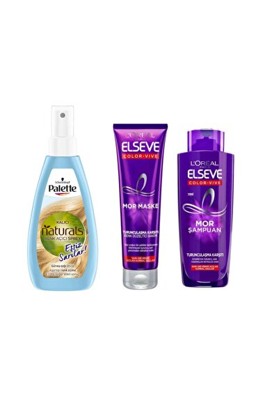 ELSEVE Palette Renk Açıcı Sprey 150 ml+ Mor Şampuan 200ml+ Maske 150ml