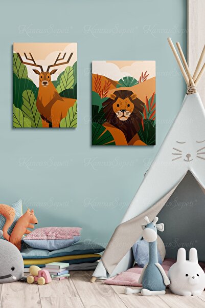 KanvasSepeti Tablou cu rama din panza cu model abstract decorativ pentru came...