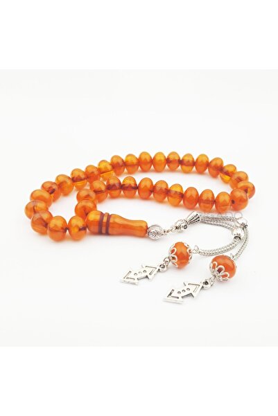 PİGADO Ροζάριο από συνθετικό κεχριμπάρι σε χρώμα μελί με διπλές φούντες κομμέ...