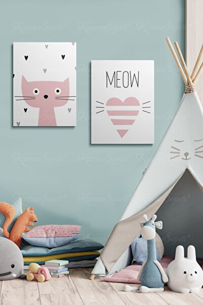 KanvasSepeti Tablou înrămat cu cadru de pânză cu model abstract decorativ pentru camerele băieților și fetelor