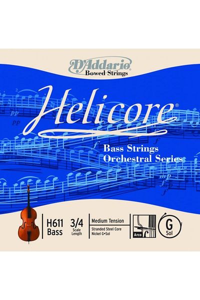 ezgicanmusic DadDario H611 - 3/4 قطع كونتراباس، سلك واحد، هيليكور، G-Sol