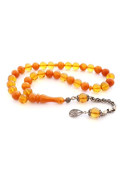 PİGADO 925 проба срібний кулька з бахромою, жовтий бурштиновий чотки