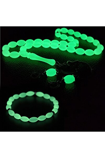 PİGADO Ayyıldız Püskül Arpa Kesim Fosforlu Tesbih Fosforlu Bileklik Set