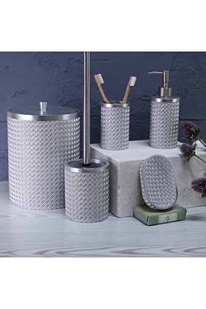 Selim Wicker Banyo Seti Gümüş