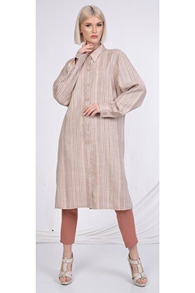 SORALLİNE Γυναικείο λινό τουνίκ 4185 καφέ