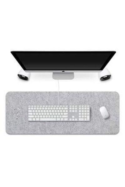 garaccu Ünyepark Imported Felt Work Table Organize Computer and Gaming Mouse Pad (Light Grey) 30x65 Cm
