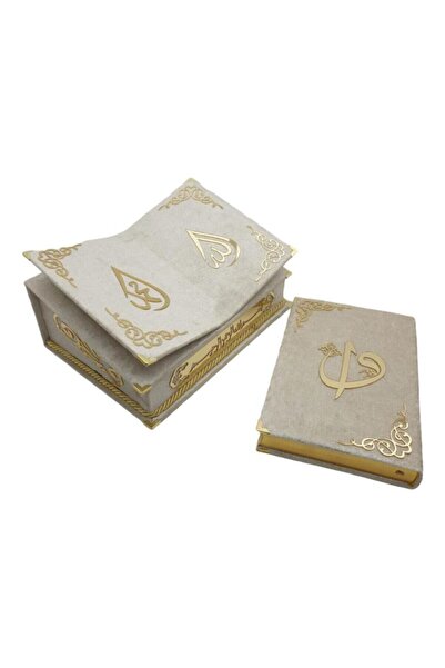 Hayrat Neşriyat Hediye Kuranı Kerim Seti Rahleli Kadife Kutulu Krem