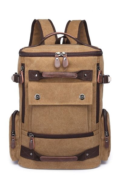 CACTİVE Ctv1258-0001 Ανοιχτό καφέ Unisex αδιάβροχο σακίδιο πλάτης από καμβά