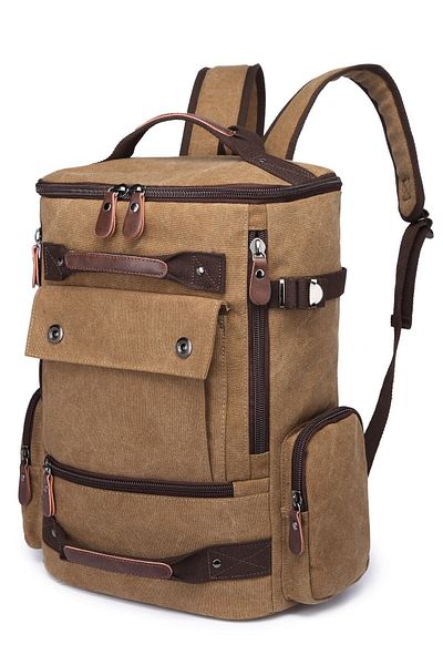 CACTİVE Ctv1258-0001 Ανοιχτό καφέ Unisex αδιάβροχο σακίδιο πλάτης από καμβά