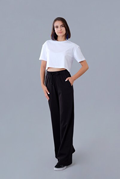 nosewear Kadın Baskılı Beyaz Crop T-shirt