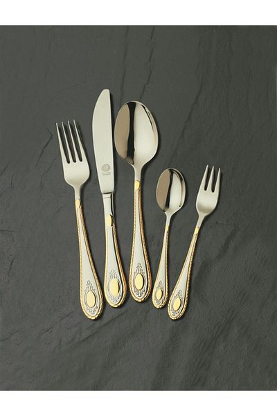 GGS Solingen Germany Nadine Shiny Gold Solingen Boxed Fork Spoon Knife 96 Pieces